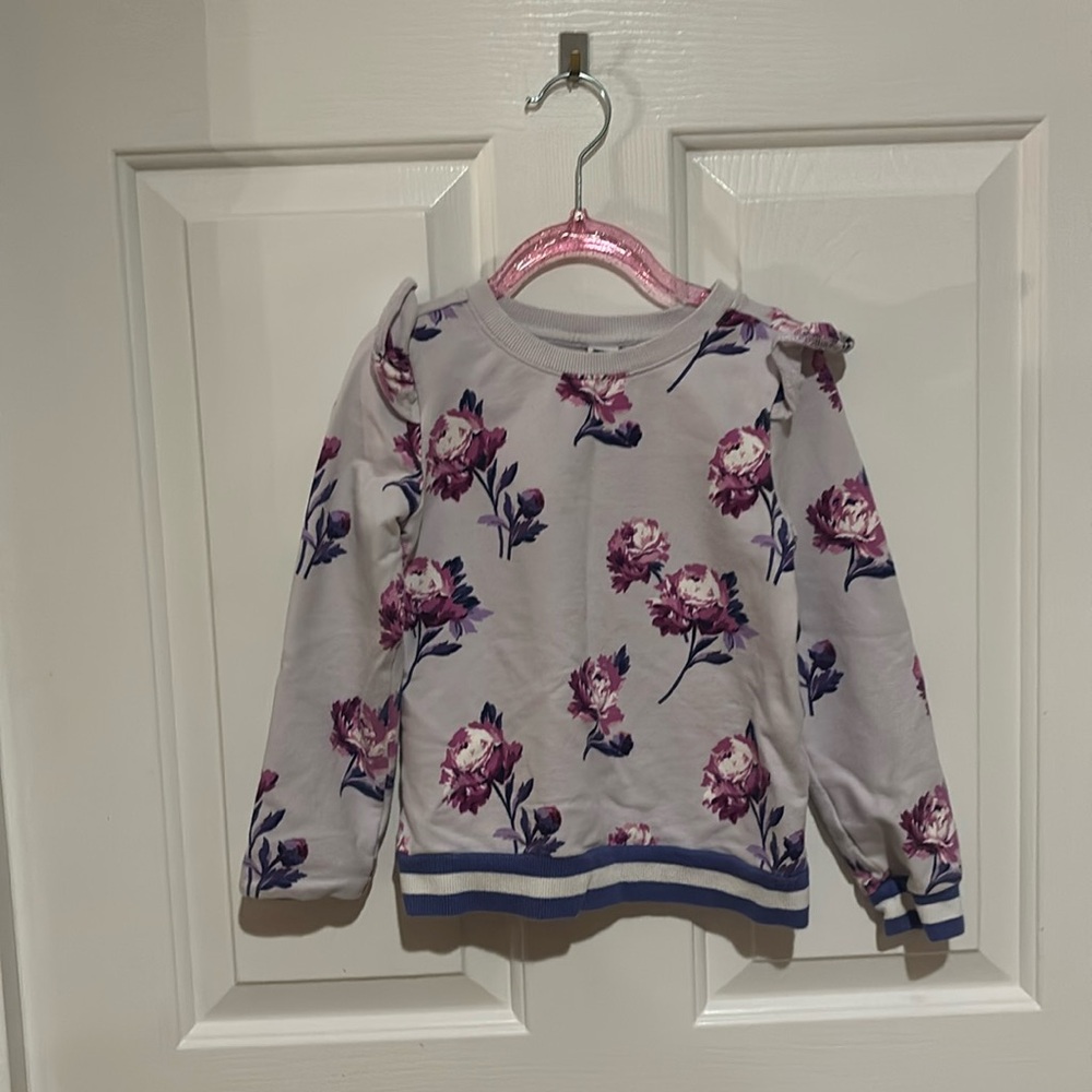 Janie And Jack Sweatshirt w Matching Skirt Purple Floral Design 5 Girls